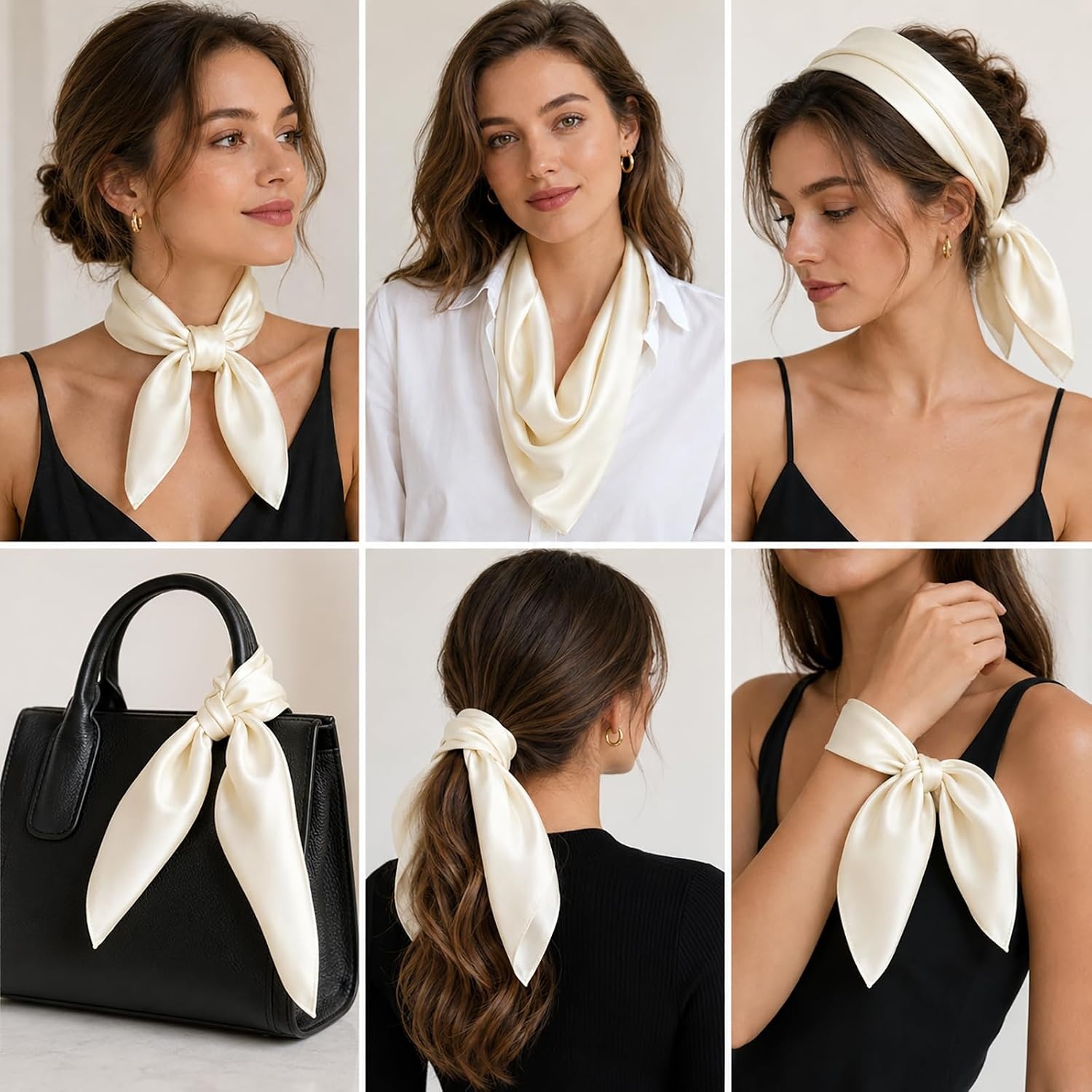 image:imageFAIRYGATE Damen Seidentuch Quadrates Bedrucktes Halstuch Satin Seidenschal Kopftuch 70x70cmFdasa2320