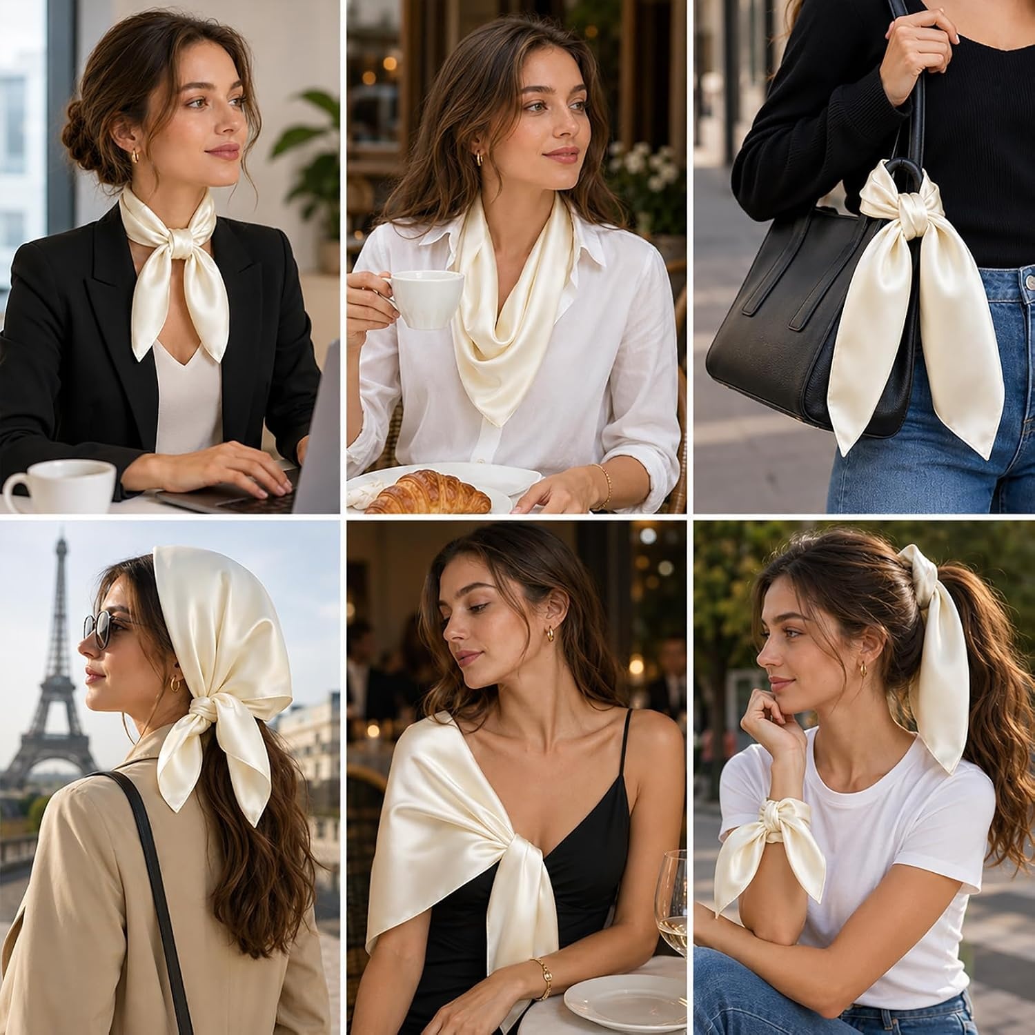 image:imageFAIRYGATE Damen Seidentuch Quadrates Bedrucktes Halstuch Satin Seidenschal Kopftuch 70x70cmFdasa2320