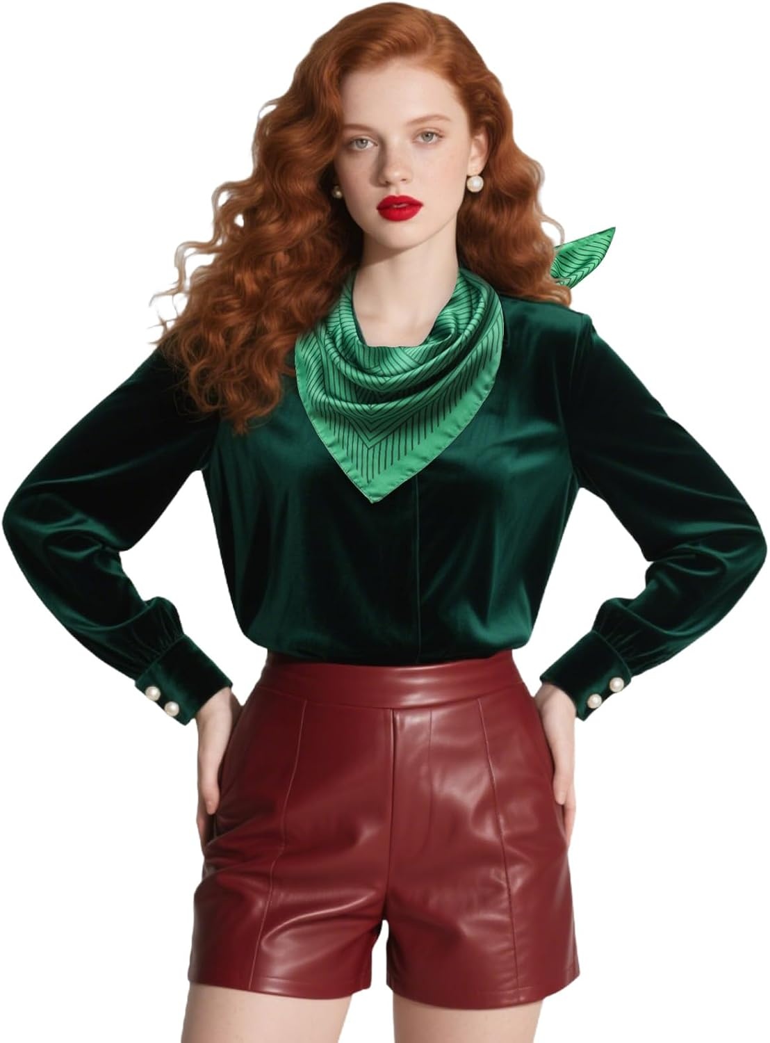image:imageFAIRYGATE Damen Seidentuch Quadrates Bedrucktes Halstuch Satin Seidenschal Kopftuch 70x70cmFdgh93005