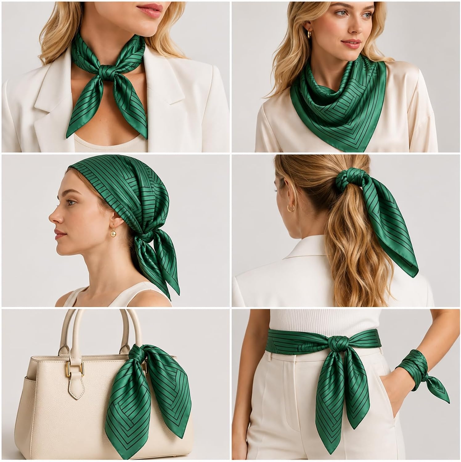 image:imageFAIRYGATE Damen Seidentuch Quadrates Bedrucktes Halstuch Satin Seidenschal Kopftuch 70x70cmFdgh93005