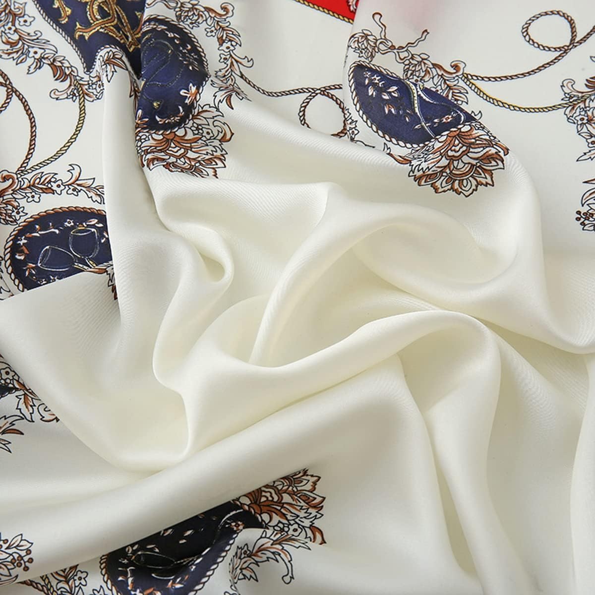 image:imageFAIRYGATE Damen Seidentuch Quadrates Bedrucktes Halstuch Satin Seidenschal Kopftuch 70x70cmFdgh94005