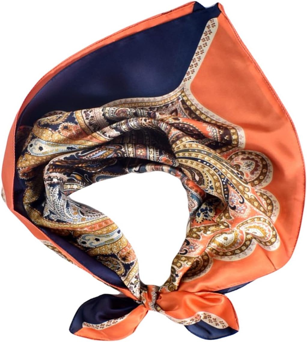 image:imageFAIRYGATE Damen Seidentuch Quadrates Bedrucktes Halstuch Satin Seidenschal Kopftuch 70x70cmFdgh94006