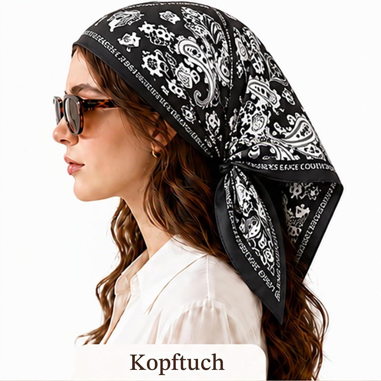 image:imageFAIRYGATE Damen Seidentuch Quadrates Bedrucktes Halstuch Satin Seidenschal Kopftuch 70x70cmFdgh95005