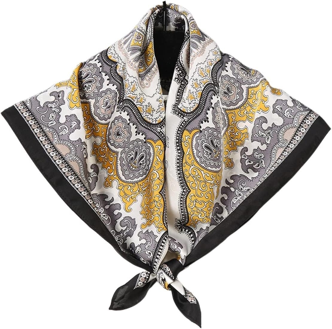 image:imageFAIRYGATE Damen Seidentuch Quadrates Bedrucktes Halstuch Satin Seidenschal Kopftuch 70x70cmFdgh95018