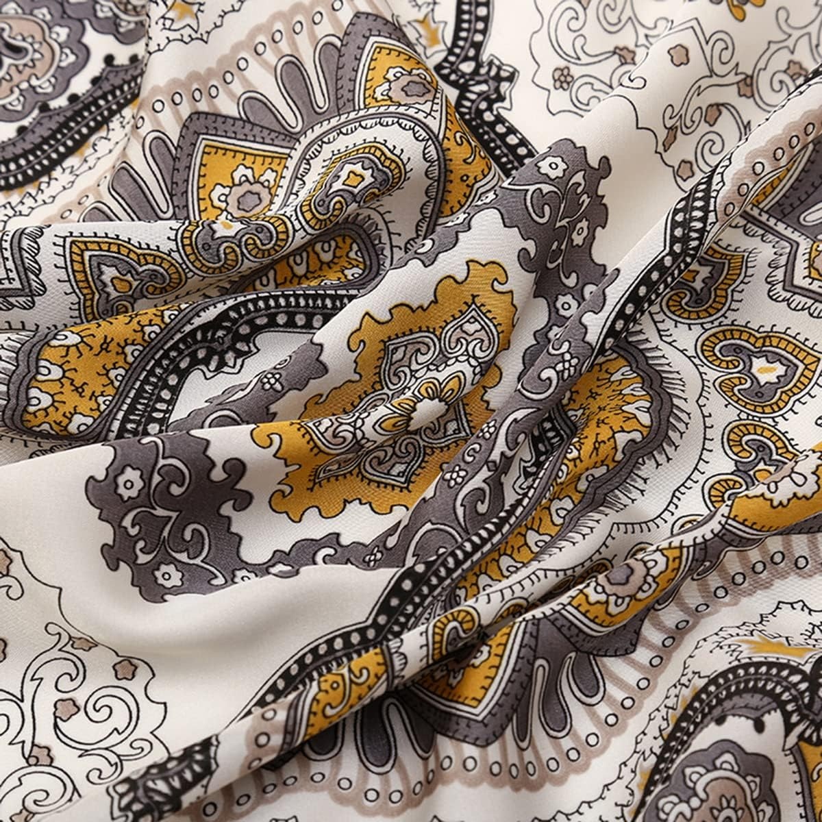 image:imageFAIRYGATE Damen Seidentuch Quadrates Bedrucktes Halstuch Satin Seidenschal Kopftuch 70x70cmFdgh95018