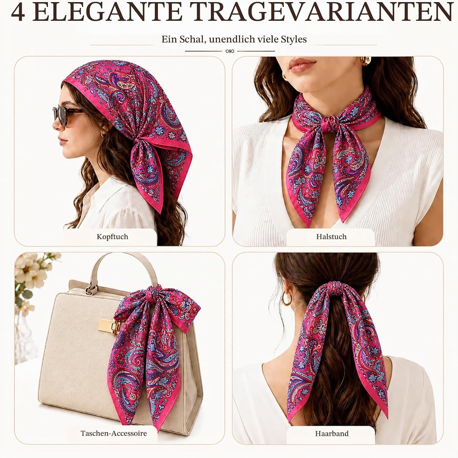 image:imageFAIRYGATE Damenschal Schal Tuch Blume Bandana Halstuch Kopftuch Schals 90 x 90 cm Bunte74006