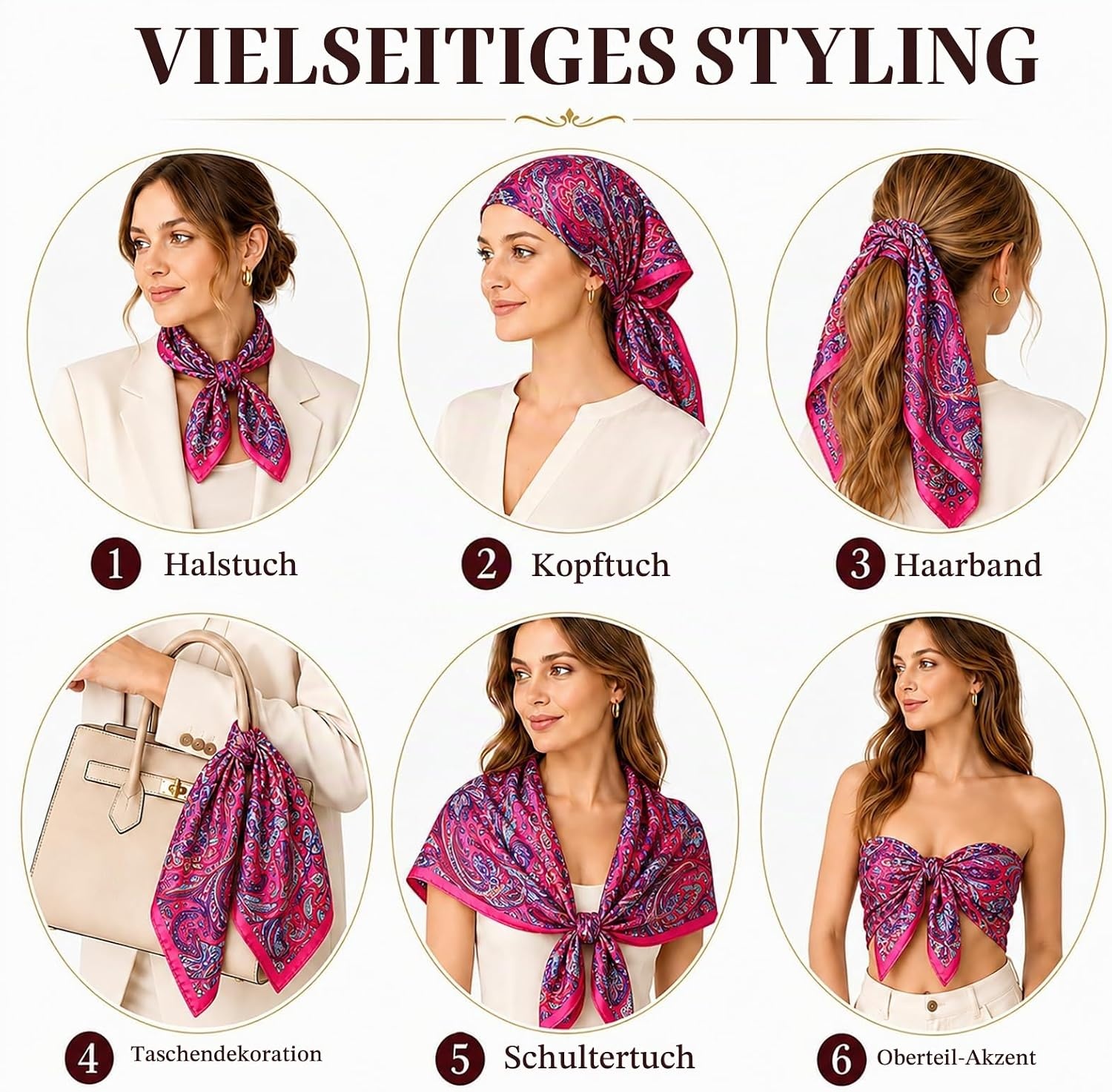 image:imageFAIRYGATE Damenschal Schal Tuch Blume Bandana Halstuch Kopftuch Schals 90 x 90 cm Bunte74006