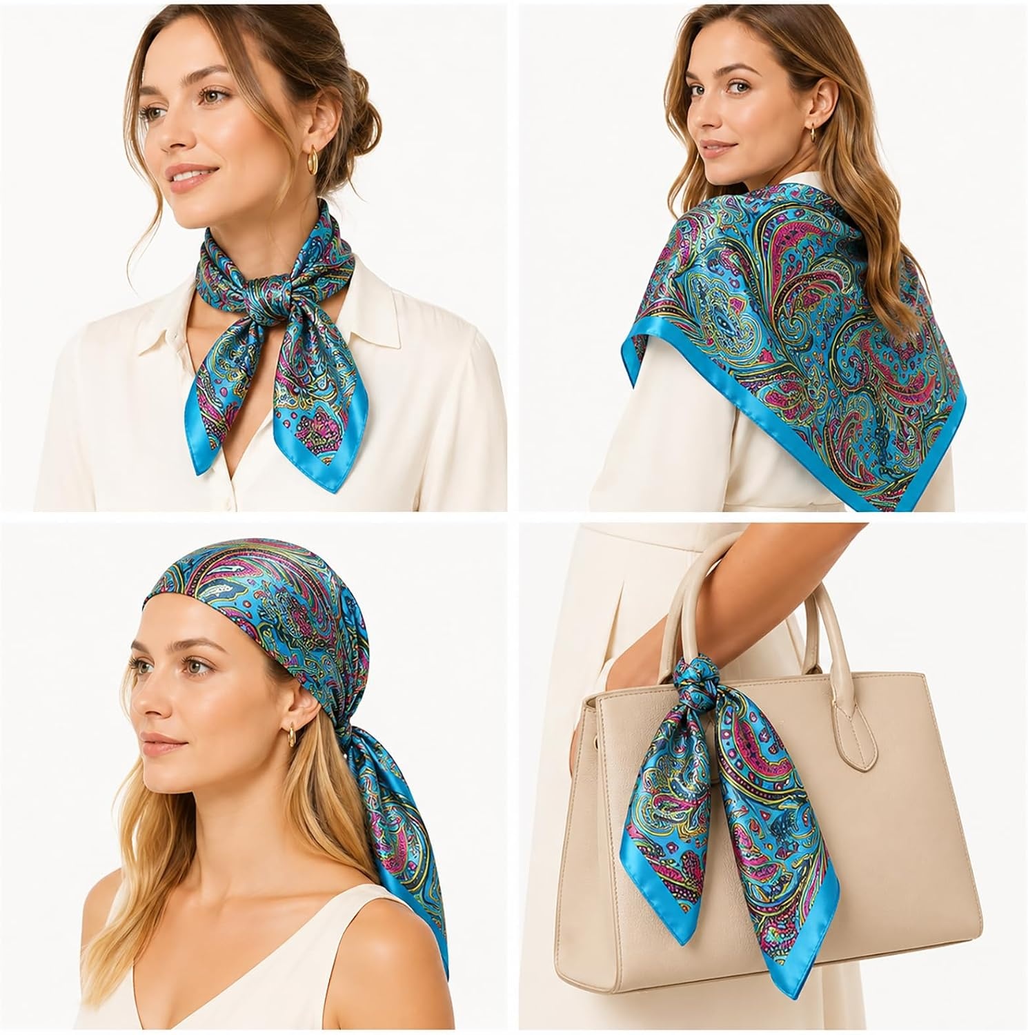 image:imageFAIRYGATE Damenschal Schal Tuch Blume Bandana Halstuch Kopftuch Schals 90 x 90 cm Bunte74007
