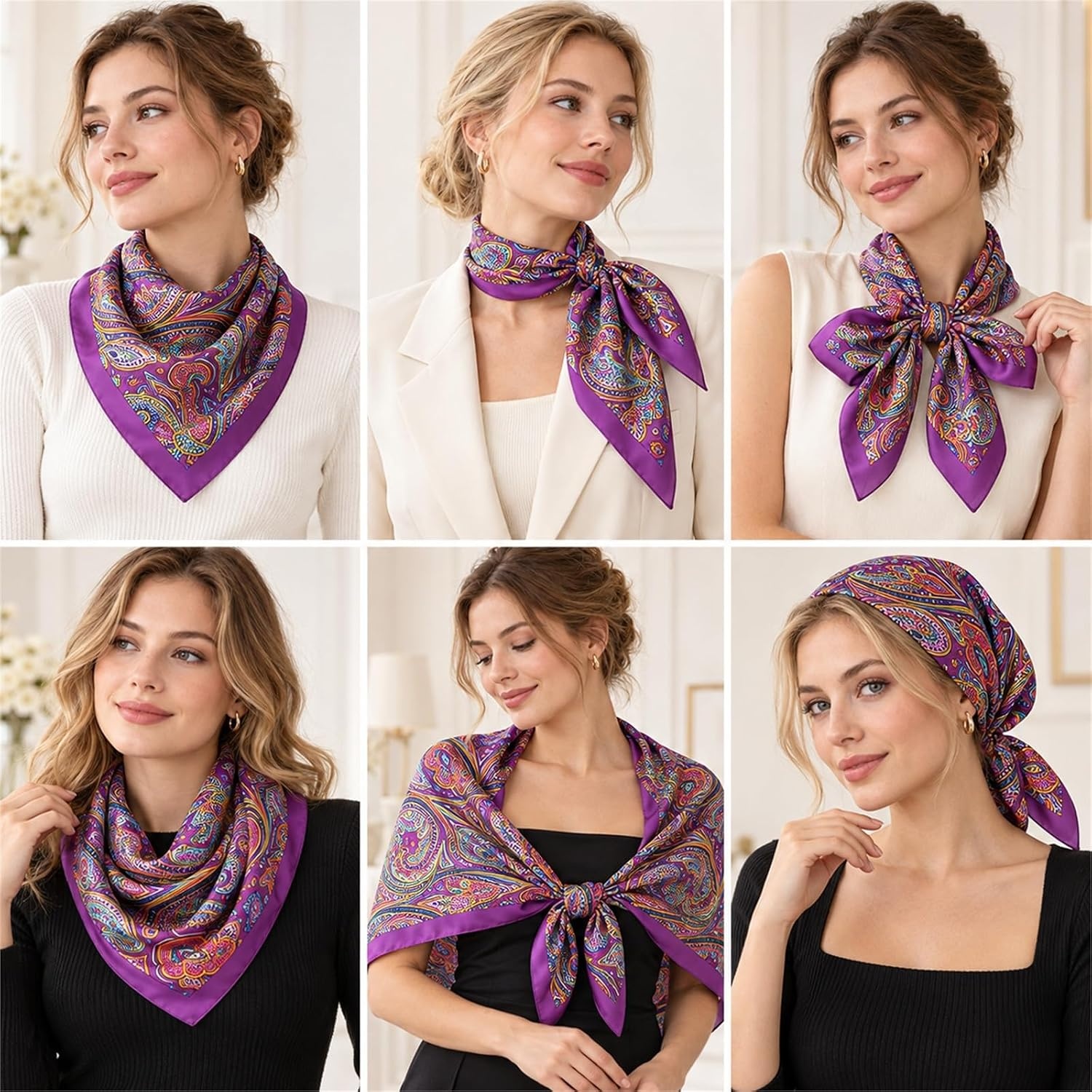 image:imageFAIRYGATE Damenschal Schal Tuch Blume Bandana Halstuch Kopftuch Schals 90 x 90 cm Bunte74008