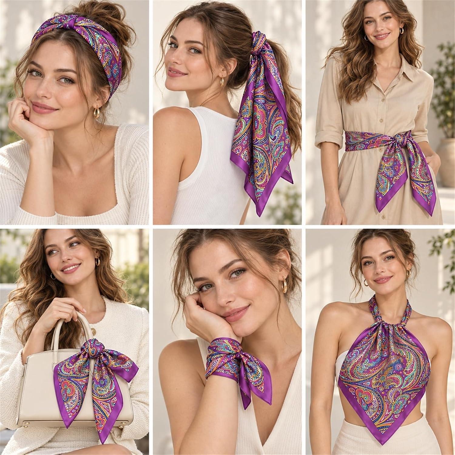 image:imageFAIRYGATE Damenschal Schal Tuch Blume Bandana Halstuch Kopftuch Schals 90 x 90 cm Bunte74008