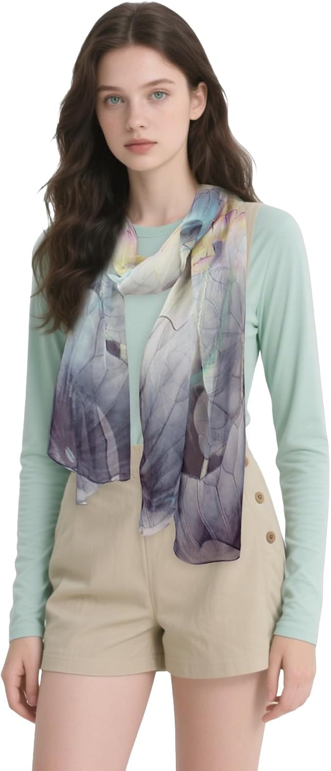 image:imageFAIRYGATE Georgette Chiffon Schal Damen Lange Schals Blume Muster Soft Wrap Simulation Seidenschal fr Frhling Sommer Herbst Winter38009
