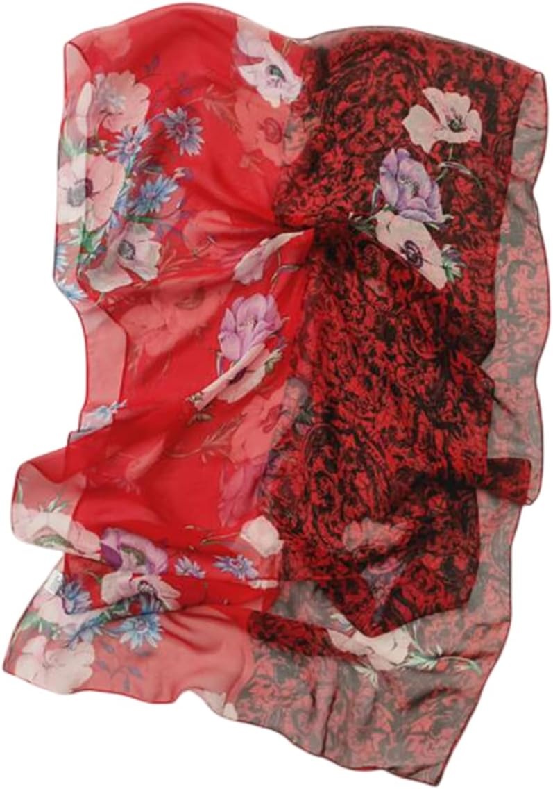 image:imageFAIRYGATE Georgette Chiffon Schal Damen Lange Schals Blume Muster Soft Wrap Simulation Seidenschal fr Frhling Sommer Herbst Winter38011
