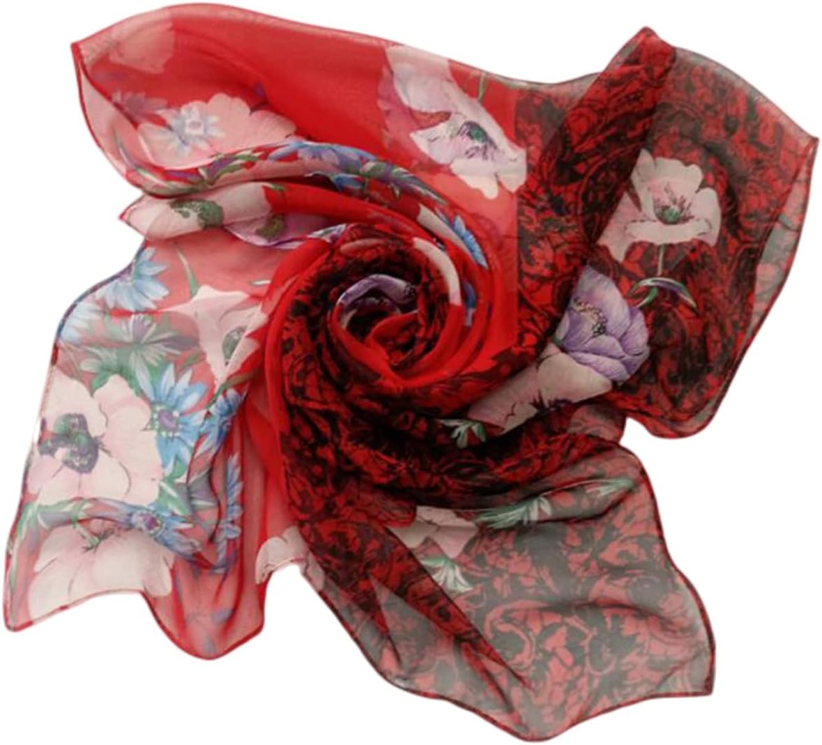 image:imageFAIRYGATE Georgette Chiffon Schal Damen Lange Schals Blume Muster Soft Wrap Simulation Seidenschal fr Frhling Sommer Herbst Winter38011