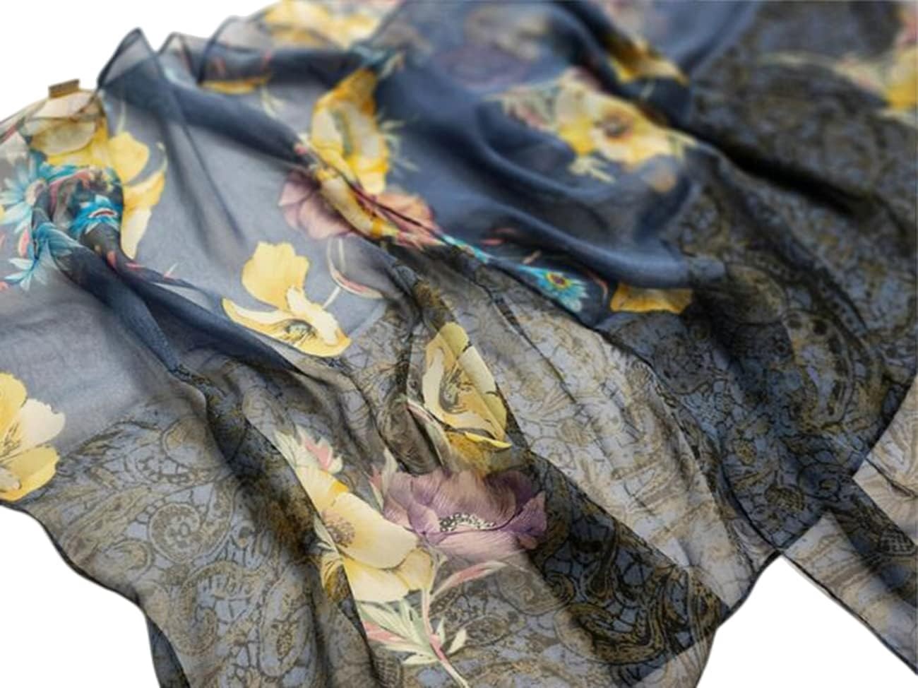 image:imageFAIRYGATE Georgette Chiffon Schal Damen Lange Schals Blume Muster Soft Wrap Simulation Seidenschal fr Frhling Sommer Herbst Winter38014