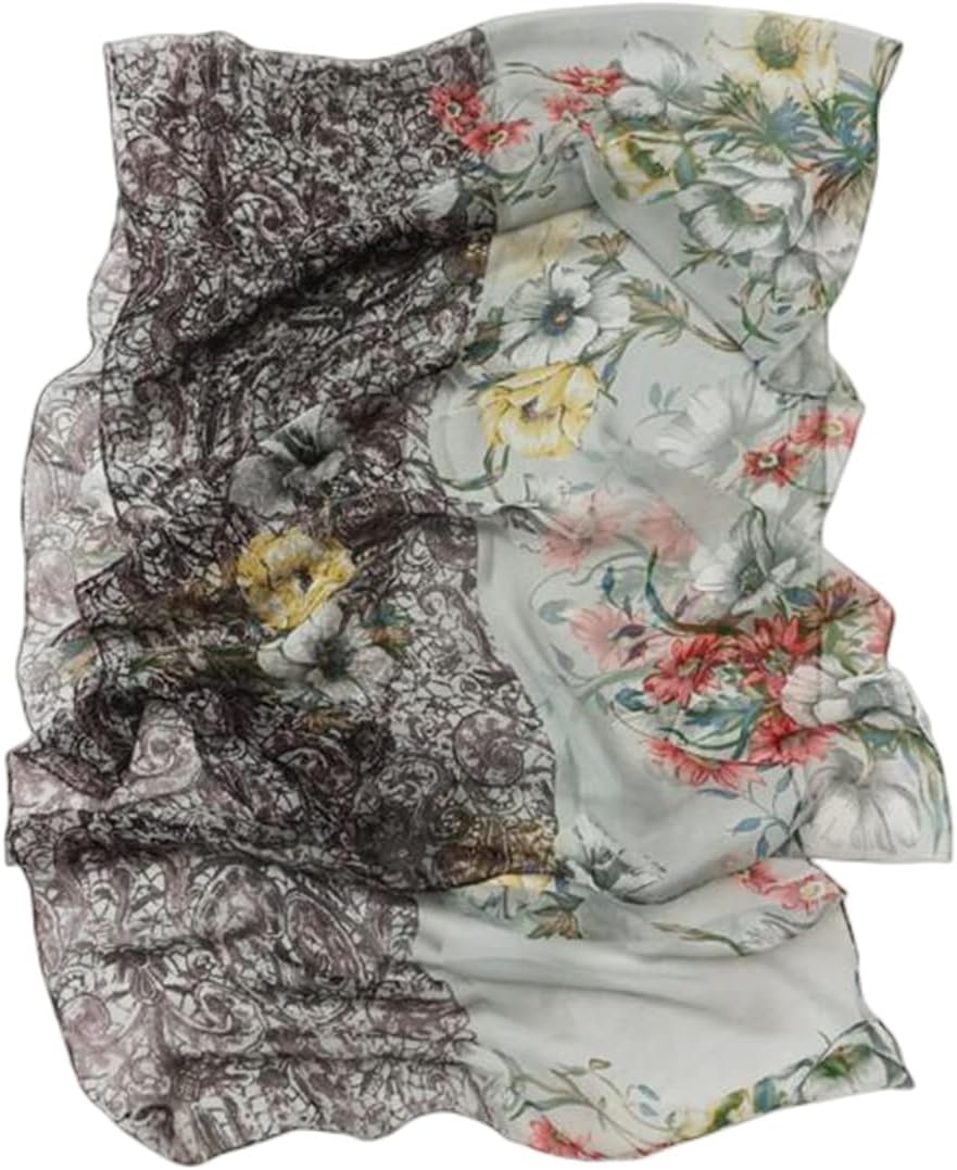 image:imageFAIRYGATE Georgette Chiffon Schal Damen Lange Schals Blume Muster Soft Wrap Simulation Seidenschal fr Frhling Sommer Herbst Winter38017
