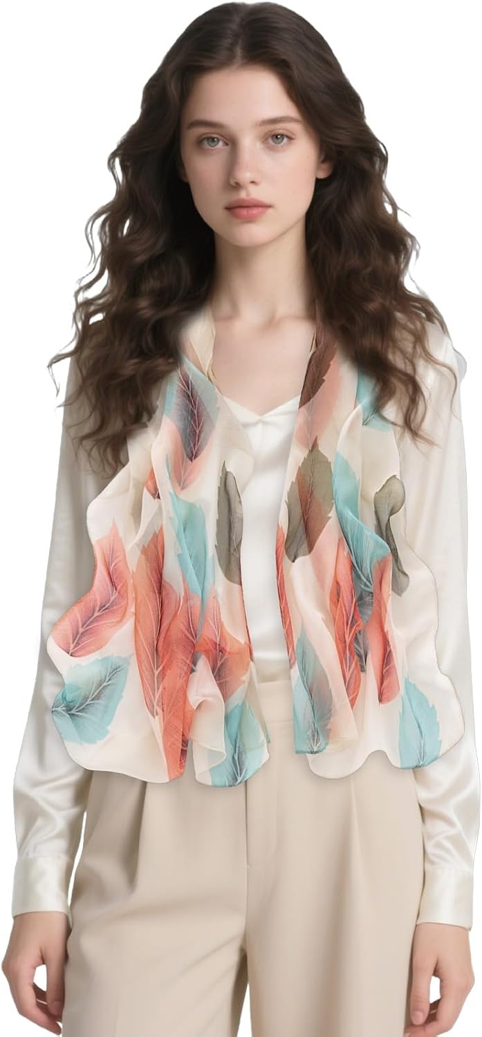 image:imageFAIRYGATE Georgette Chiffon Schal Damen Lange Schals Blume Muster Soft Wrap Simulation Seidenschal fr Frhling Sommer Herbst Winter38019