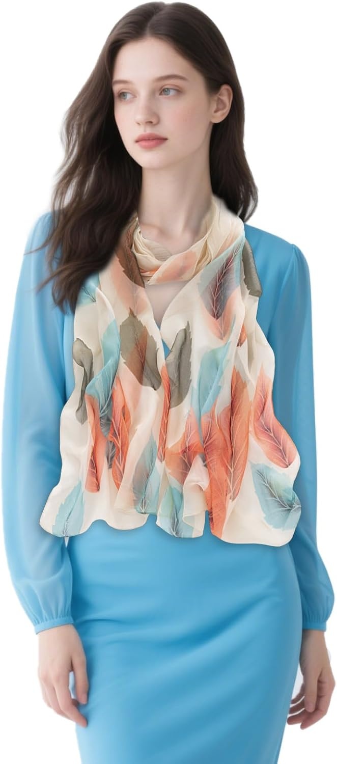 image:imageFAIRYGATE Georgette Chiffon Schal Damen Lange Schals Blume Muster Soft Wrap Simulation Seidenschal fr Frhling Sommer Herbst Winter38019