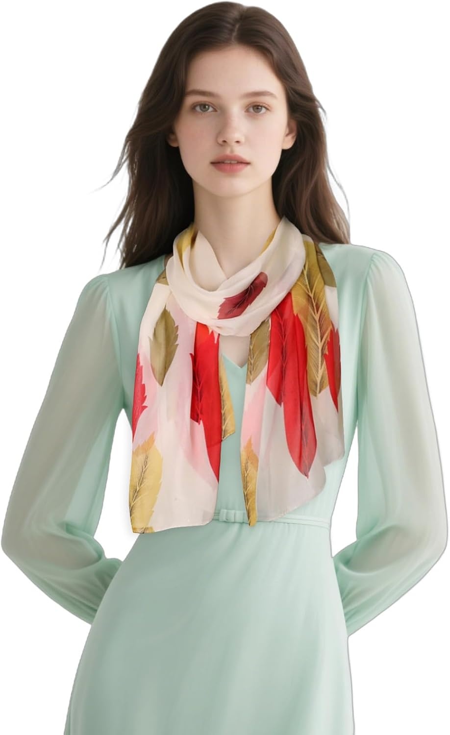 image:imageFAIRYGATE Georgette Chiffon Schal Damen Lange Schals Blume Muster Soft Wrap Simulation Seidenschal fr Frhling Sommer Herbst Winter38020