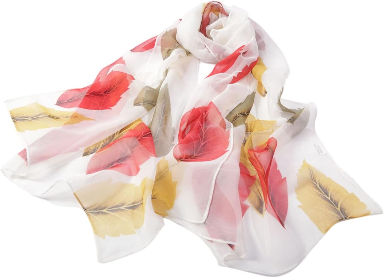 image:imageFAIRYGATE Georgette Chiffon Schal Damen Lange Schals Blume Muster Soft Wrap Simulation Seidenschal fr Frhling Sommer Herbst Winter38020