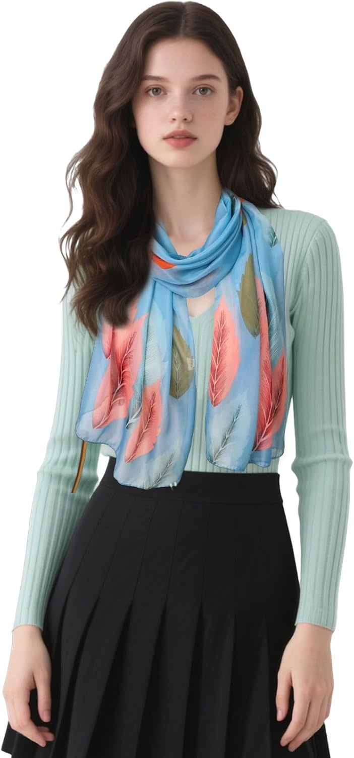 image:imageFAIRYGATE Georgette Chiffon Schal Damen Lange Schals Blume Muster Soft Wrap Simulation Seidenschal fr Frhling Sommer Herbst Winter38023
