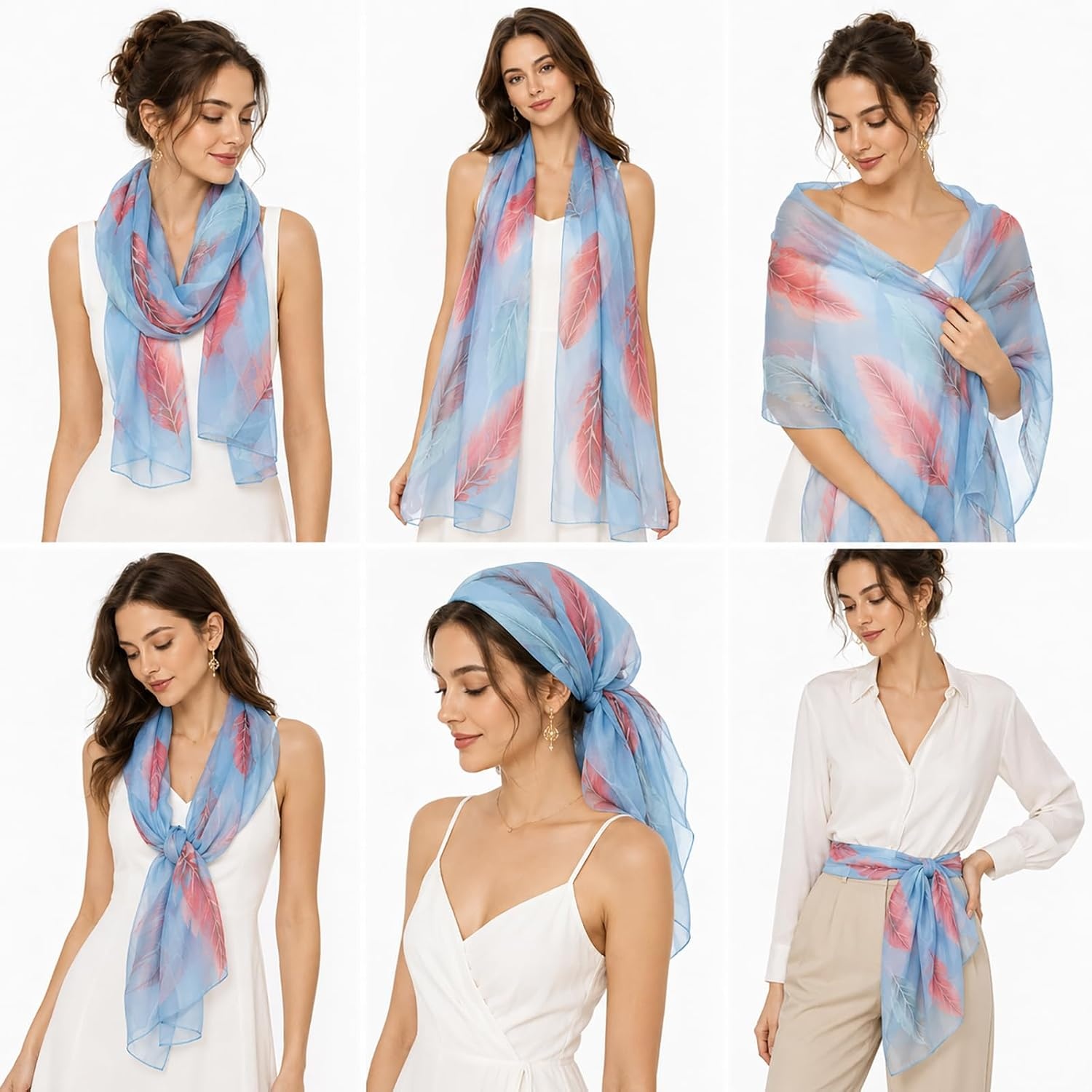 image:imageFAIRYGATE Georgette Chiffon Schal Damen Lange Schals Blume Muster Soft Wrap Simulation Seidenschal fr Frhling Sommer Herbst Winter38023