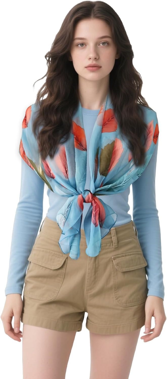 image:imageFAIRYGATE Georgette Chiffon Schal Damen Lange Schals Blume Muster Soft Wrap Simulation Seidenschal fr Frhling Sommer Herbst Winter38023