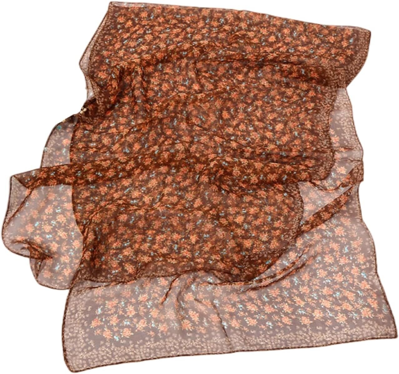 image:imageFAIRYGATE Georgette Chiffon Schal Damen Lange Schals Blume Muster Soft Wrap Simulation Seidenschal fr Frhling Sommer Herbst WinterFdkr62005