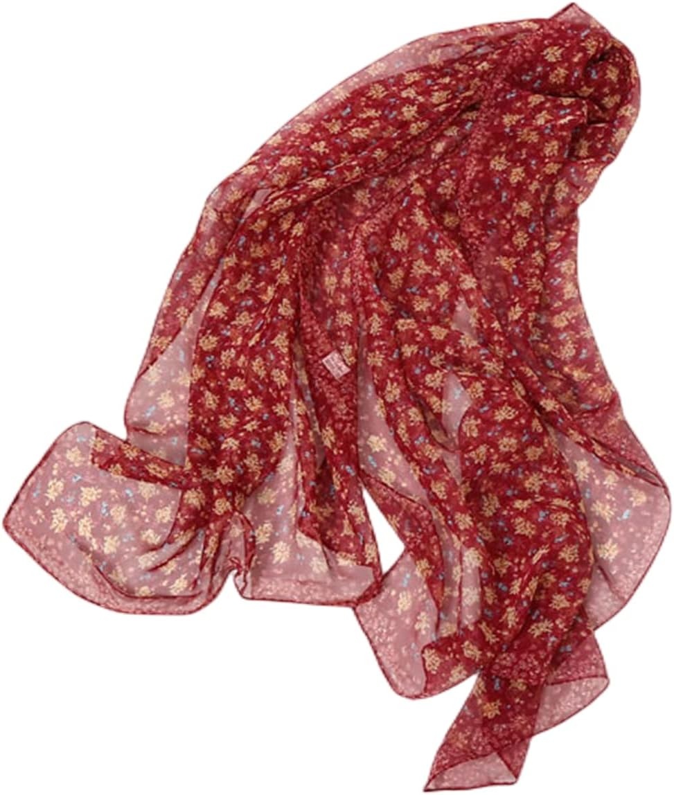 image:imageFAIRYGATE Georgette Chiffon Schal Damen Lange Schals Blume Muster Soft Wrap Simulation Seidenschal fr Frhling Sommer Herbst WinterFdkr62008