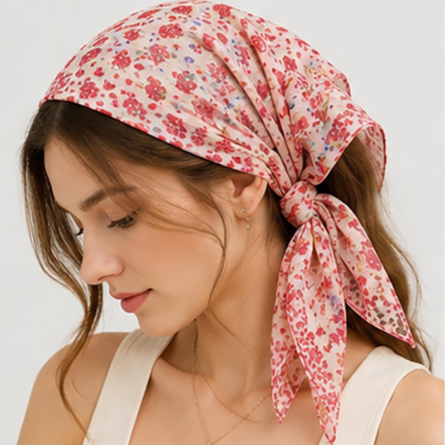 image:imageFAIRYGATE Georgette Chiffon Schal Damen Lange Schals Blume Muster Soft Wrap Simulation Seidenschal fr Frhling Sommer Herbst WinterFdkr62009