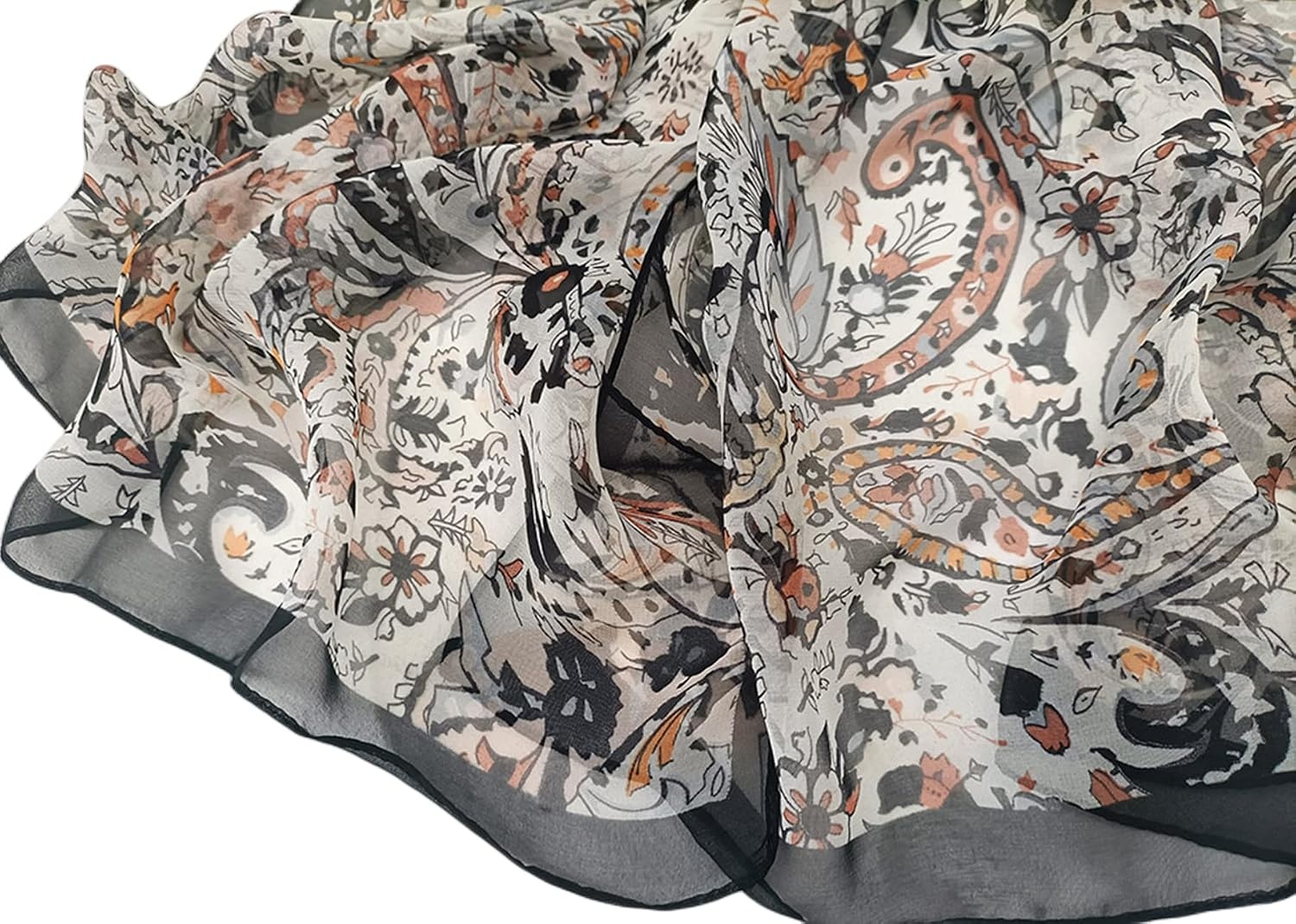 image:imageFAIRYGATE Georgette Chiffon Schal Damen Lange Schals Blume Muster Soft Wrap Simulation Seidenschal fr Frhling Sommer Herbst WinterFdkr62023