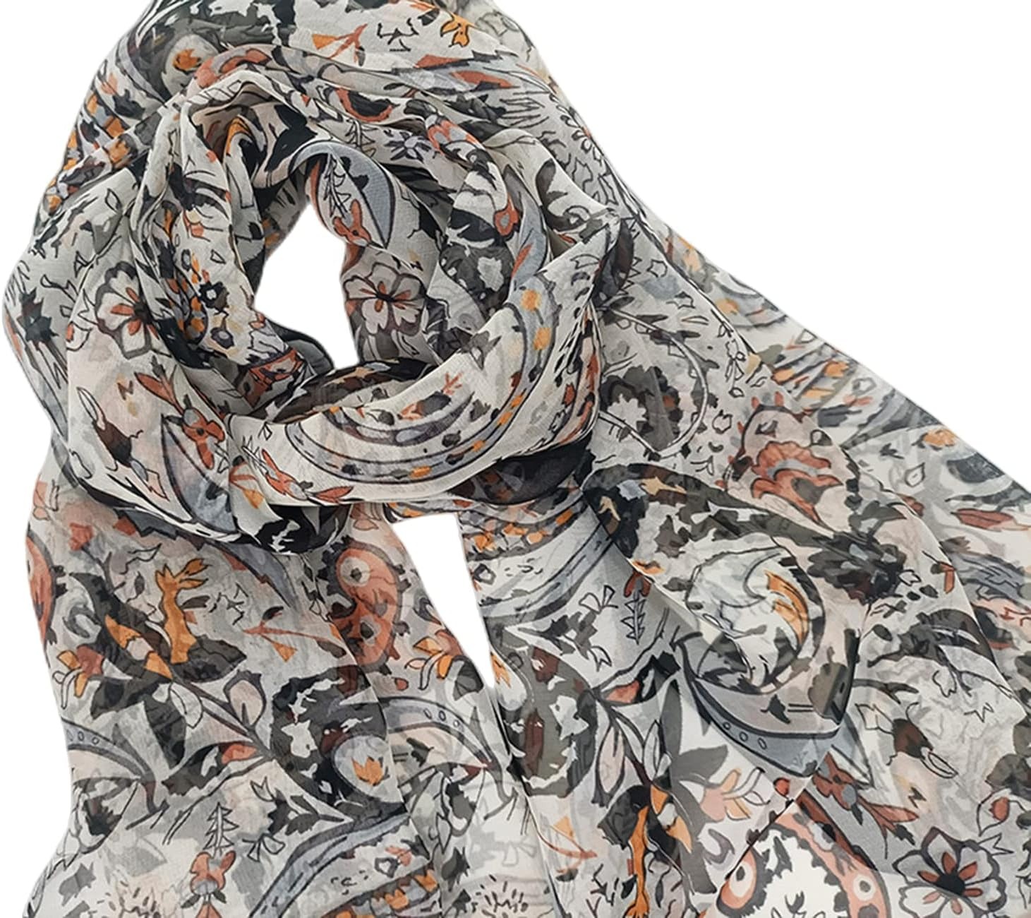 image:imageFAIRYGATE Georgette Chiffon Schal Damen Lange Schals Blume Muster Soft Wrap Simulation Seidenschal fr Frhling Sommer Herbst WinterFdkr62023