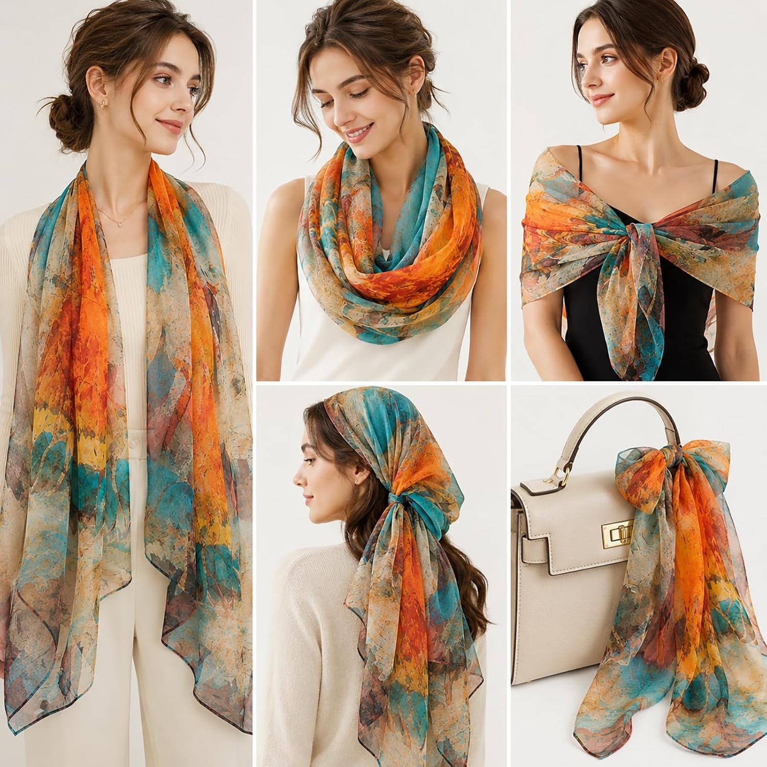 image:imageFAIRYGATE Schal Damen Halstcher Tuch Kopftuch Halstuch Schals Tcher Stola Weiches und Bequemes Georgette Material Vielseitig und Multifunktional B72Db7217