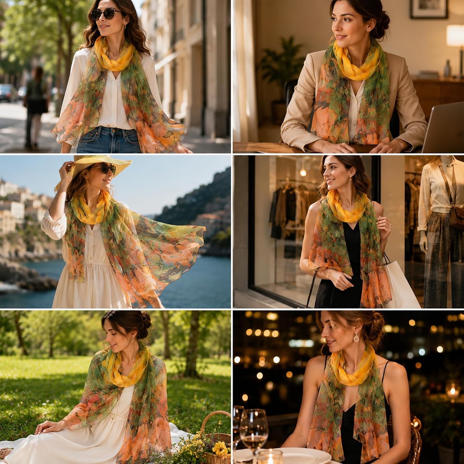 image:imageFAIRYGATE Schal Damen Halstcher Tuch Kopftuch Halstuch Schals Tcher Stola Weiches und Bequemes Georgette Material Vielseitig und Multifunktional B72Db7218