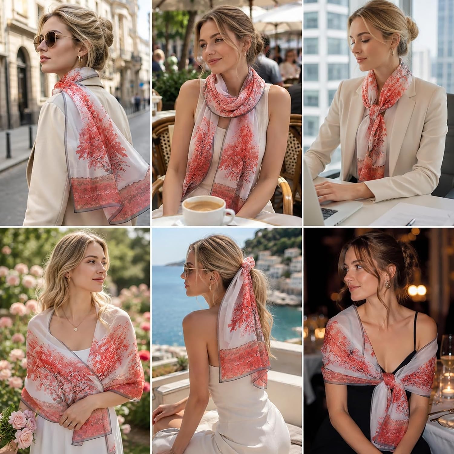 image:imageFAIRYGATE Schal Damen Halstcher Tuch Kopftuch Halstuch Schals Tcher Stola Weiches und Bequemes Georgette Material Vielseitig und Multifunktional B72Db7219