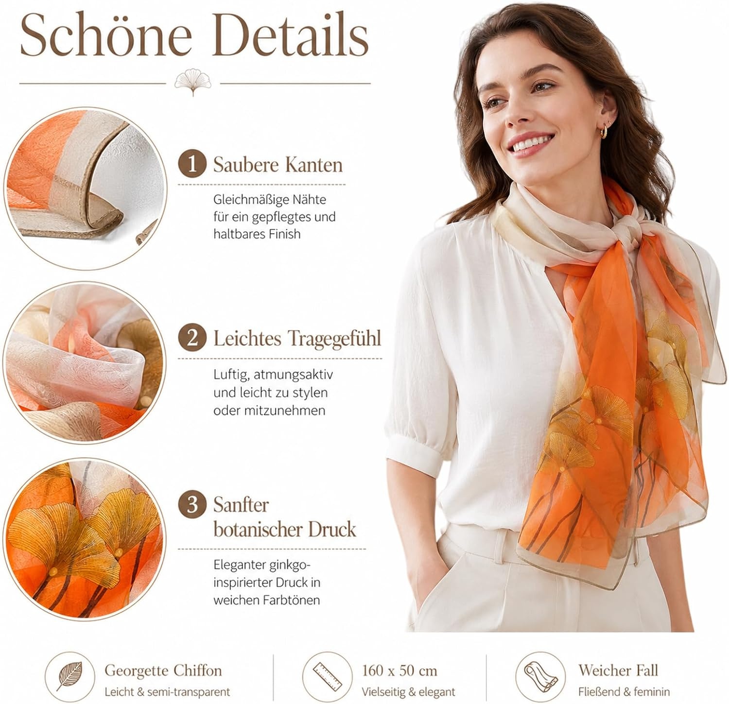 image:imageFAIRYGATE Schal Damen Halstcher Tuch Kopftuch Halstuch Schals Tcher Stola Weiches und Bequemes Georgette Material Vielseitig und Multifunktional B72FDKRC3726