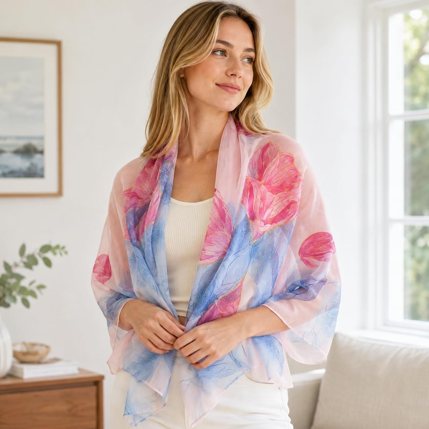 image:imageFAIRYGATE Schal Damen Halstcher Tuch Kopftuch Halstuch Schals Tcher Stola Weiches und Bequemes Georgette Material Vielseitig und Multifunktional B72FDKRA5034