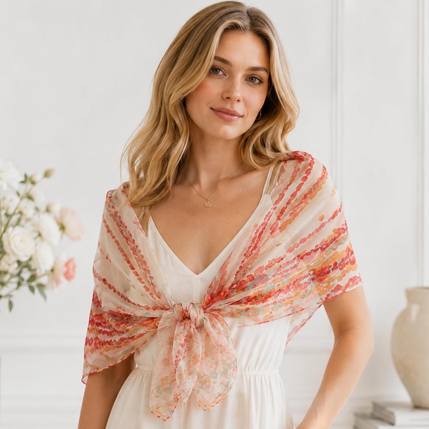 image:imageFAIRYGATE Schal Damen Halstcher Tuch Kopftuch Halstuch Schals Tcher Stola Weiches und Bequemes Georgette Material Vielseitig und Multifunktional B72FDKRA5033