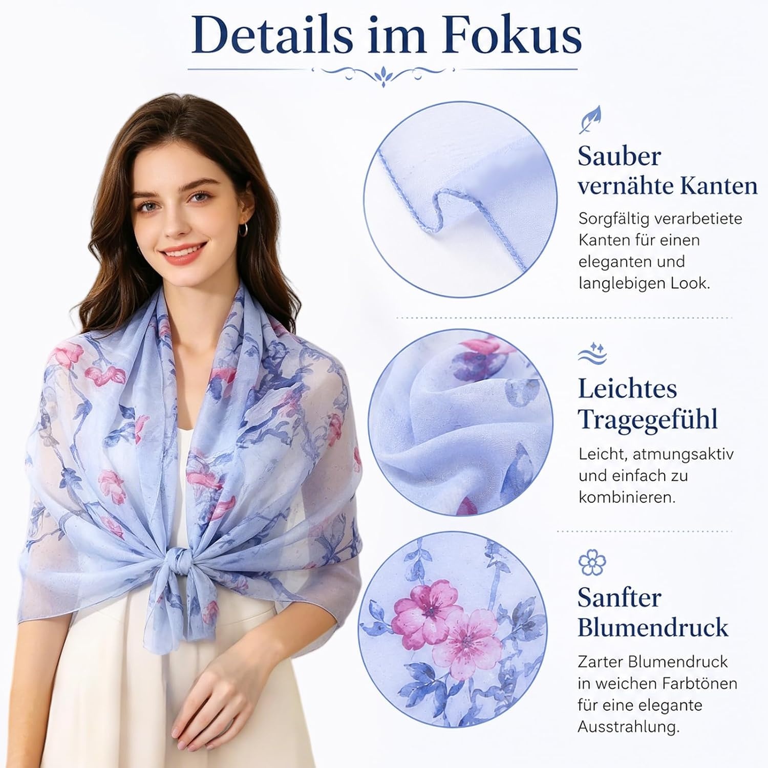 image:imageFAIRYGATE Schal Damen Halstcher Tuch Kopftuch Halstuch Schals Tcher Stola Weiches und Bequemes Georgette Material Vielseitig und Multifunktional B72FDKRA4238