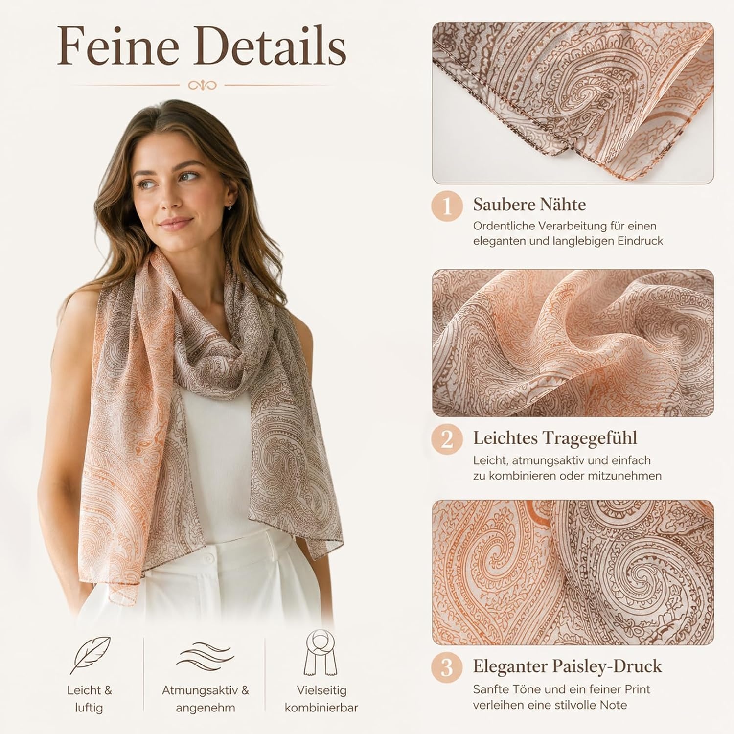 image:imageFAIRYGATE Schal Damen Halstcher Tuch Kopftuch Halstuch Schals Tcher Stola Weiches und Bequemes Georgette Material Vielseitig und Multifunktional B72FDKRA5239