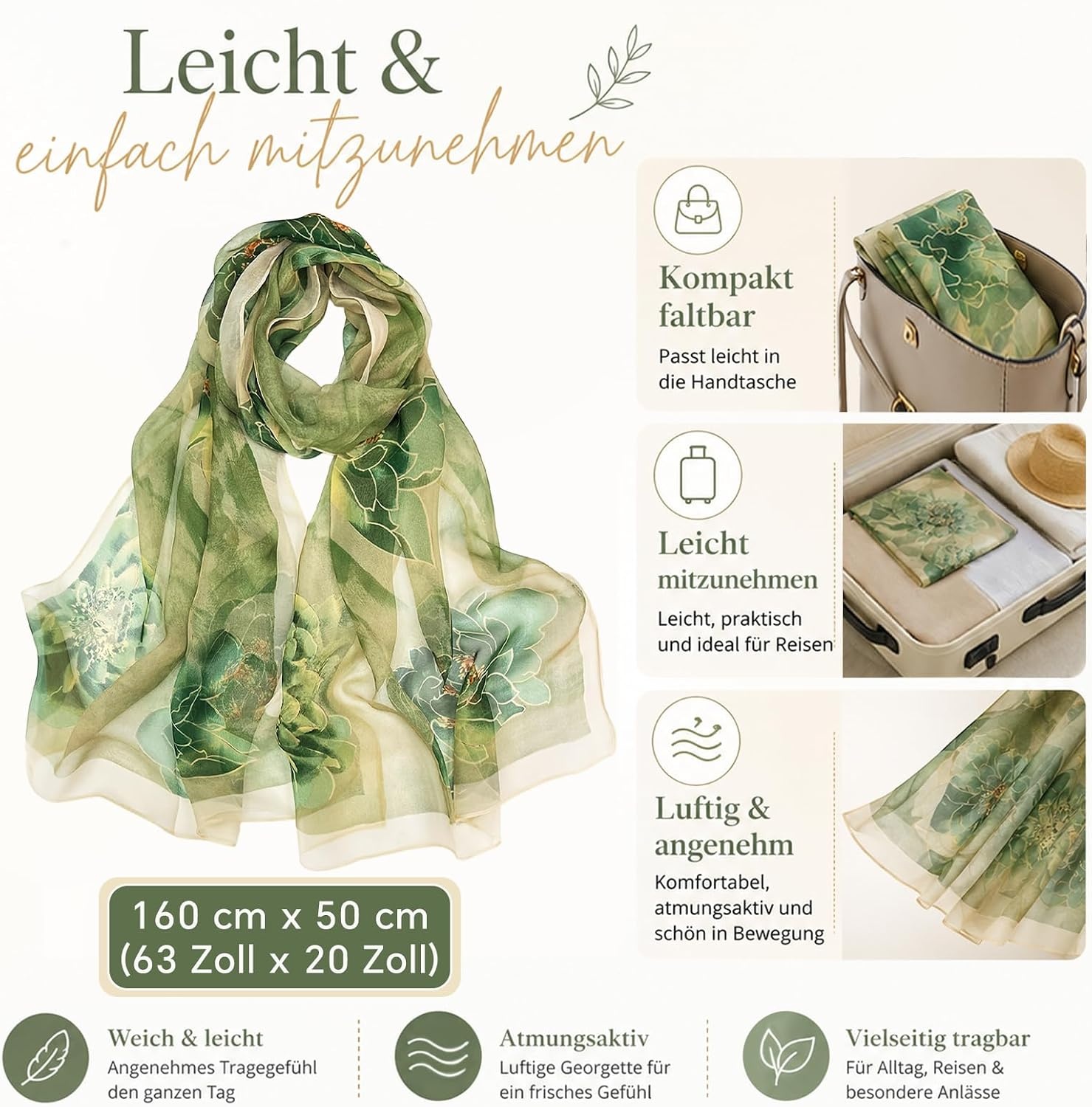 image:imageFAIRYGATE Schal Damen Halstcher Tuch Kopftuch Halstuch Schals Tcher Stola Weiches und Bequemes Georgette Material Vielseitig und Multifunktional B72FDKRA5032