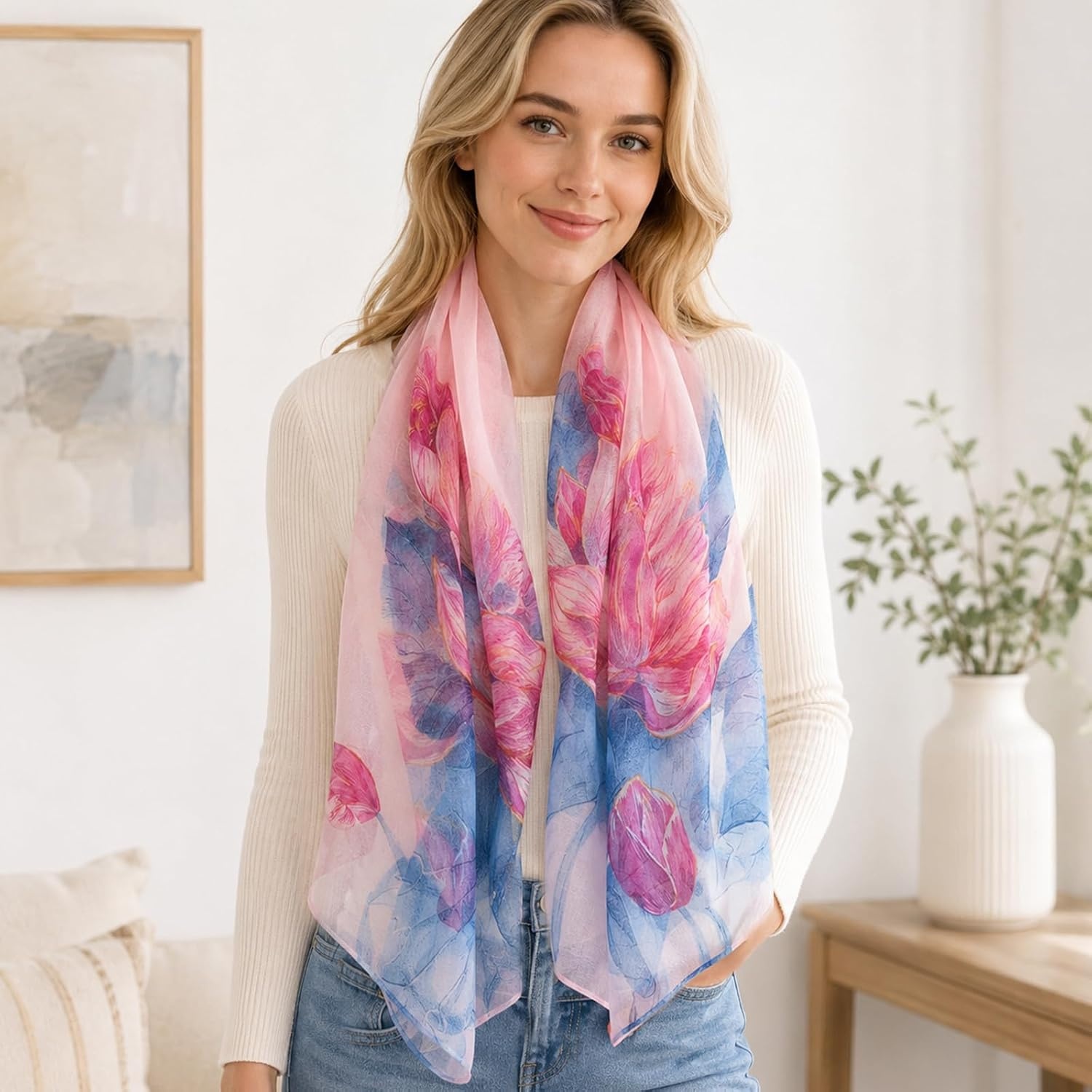 image:imageFAIRYGATE Schal Damen Halstcher Tuch Kopftuch Halstuch Schals Tcher Stola Weiches und Bequemes Georgette Material Vielseitig und Multifunktional B72FDKRA5034