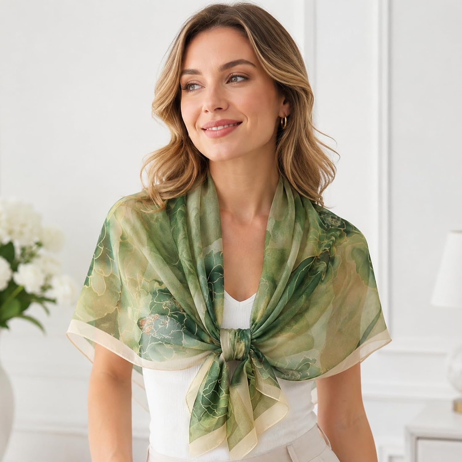 image:imageFAIRYGATE Schal Damen Halstcher Tuch Kopftuch Halstuch Schals Tcher Stola Weiches und Bequemes Georgette Material Vielseitig und Multifunktional B72FDKRA5032