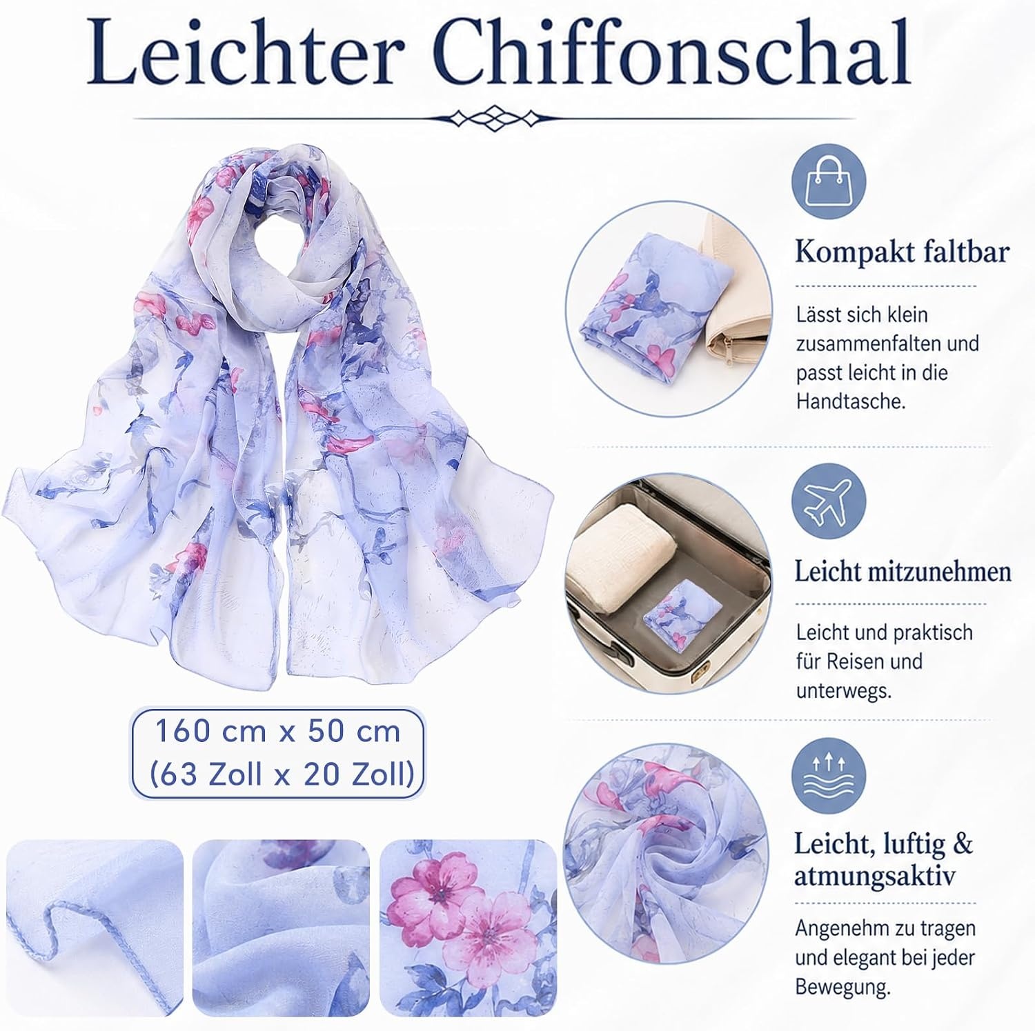 image:imageFAIRYGATE Schal Damen Halstcher Tuch Kopftuch Halstuch Schals Tcher Stola Weiches und Bequemes Georgette Material Vielseitig und Multifunktional B72FDKRA4238
