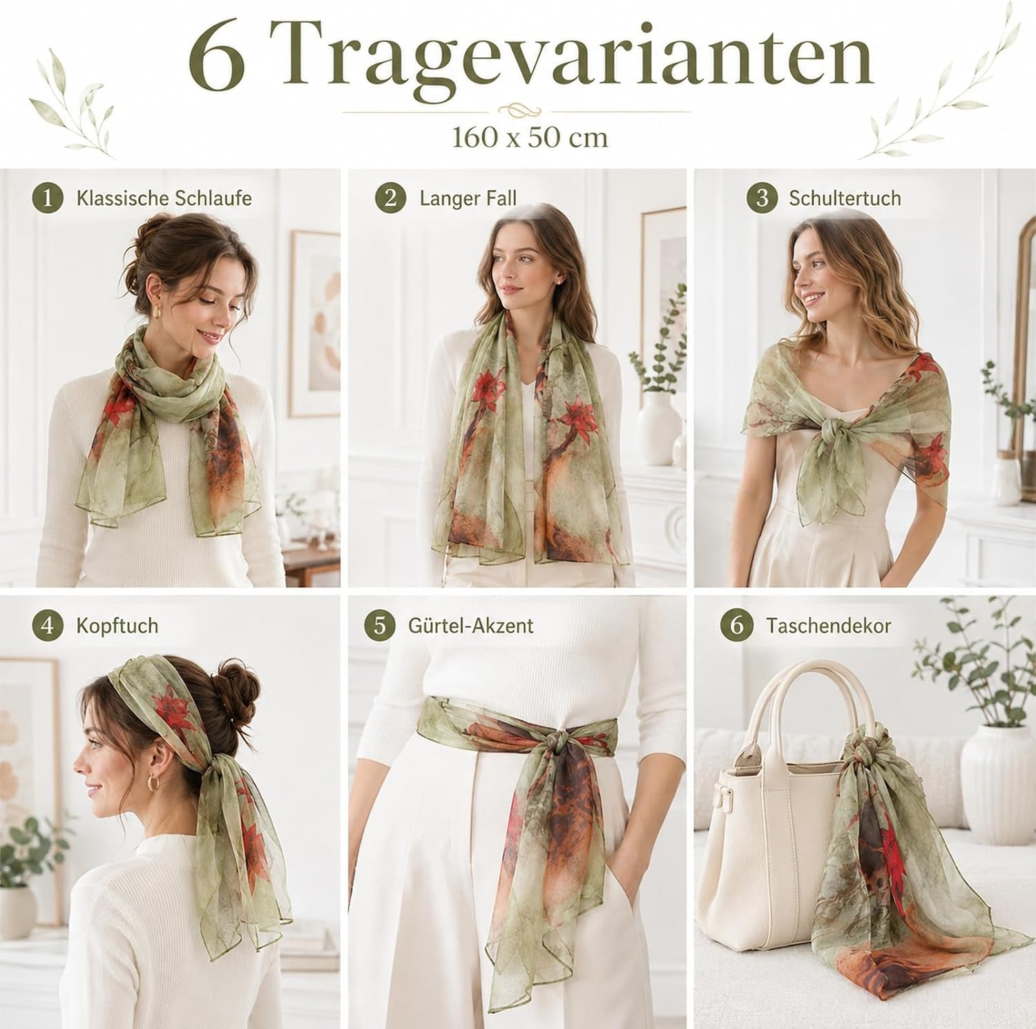 image:imageFAIRYGATE Schal Damen Halstcher Tuch Kopftuch Halstuch Schals Tcher Stola Weiches und Bequemes Georgette Material Vielseitig und Multifunktional B72FDKRA5030
