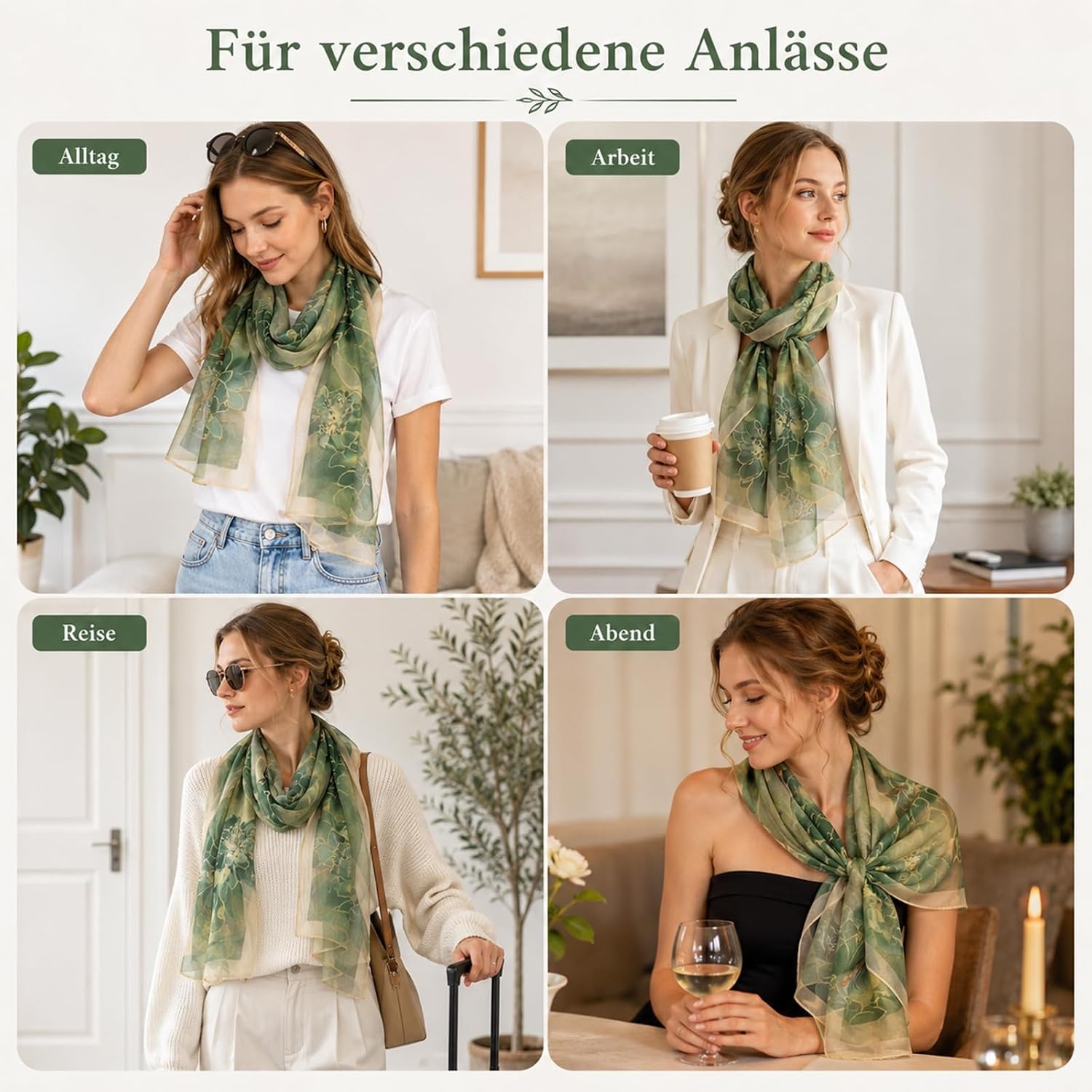 image:imageFAIRYGATE Schal Damen Halstcher Tuch Kopftuch Halstuch Schals Tcher Stola Weiches und Bequemes Georgette Material Vielseitig und Multifunktional B72FDKRA5032