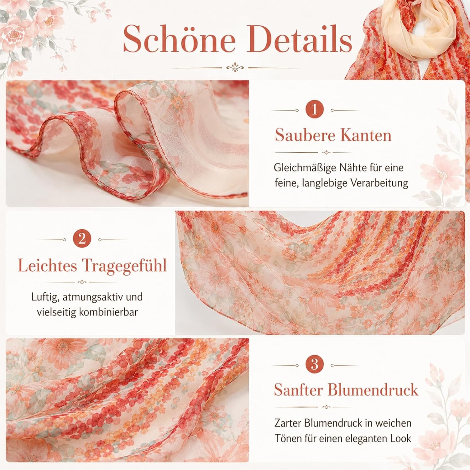 image:imageFAIRYGATE Schal Damen Halstcher Tuch Kopftuch Halstuch Schals Tcher Stola Weiches und Bequemes Georgette Material Vielseitig und Multifunktional B72FDKRA5033