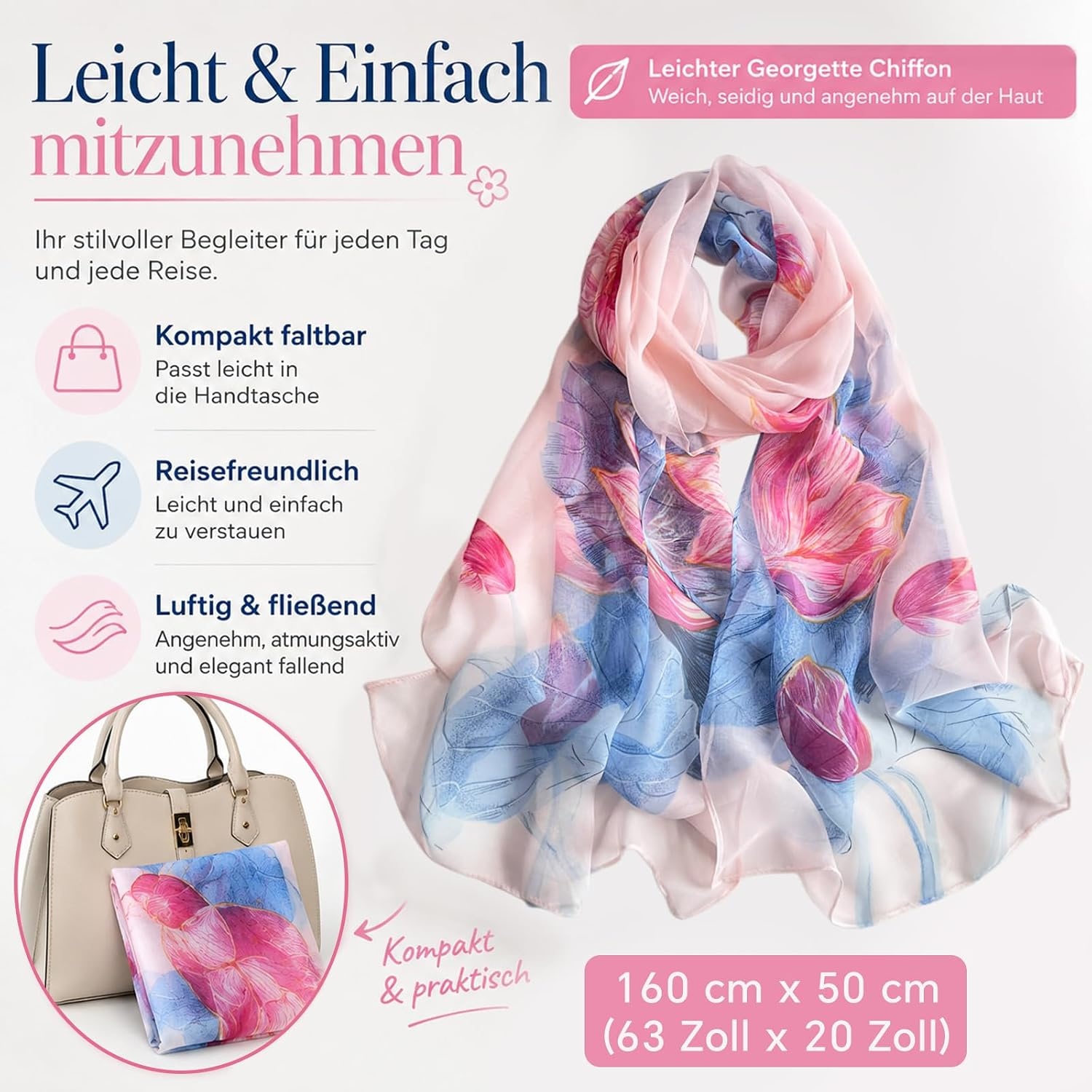 image:imageFAIRYGATE Schal Damen Halstcher Tuch Kopftuch Halstuch Schals Tcher Stola Weiches und Bequemes Georgette Material Vielseitig und Multifunktional B72FDKRA5034