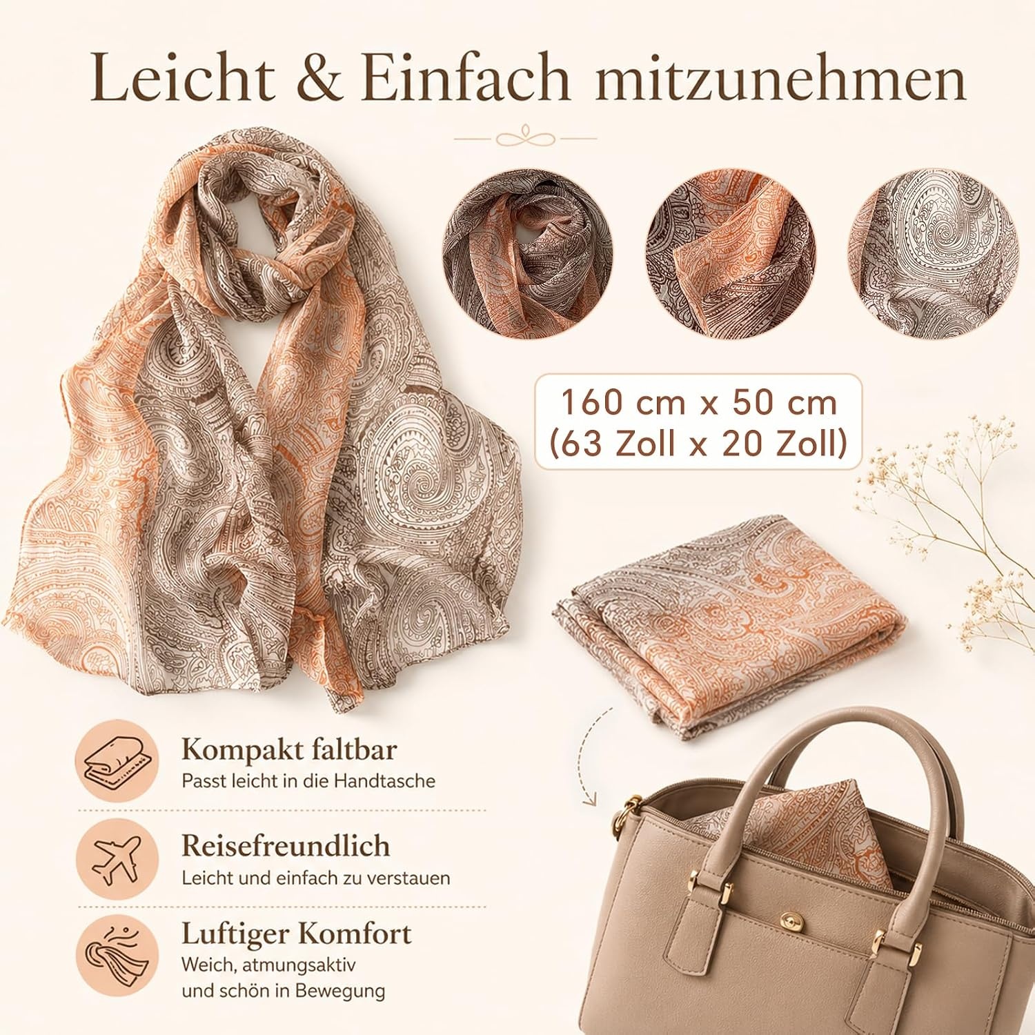 image:imageFAIRYGATE Schal Damen Halstcher Tuch Kopftuch Halstuch Schals Tcher Stola Weiches und Bequemes Georgette Material Vielseitig und Multifunktional B72FDKRA5239