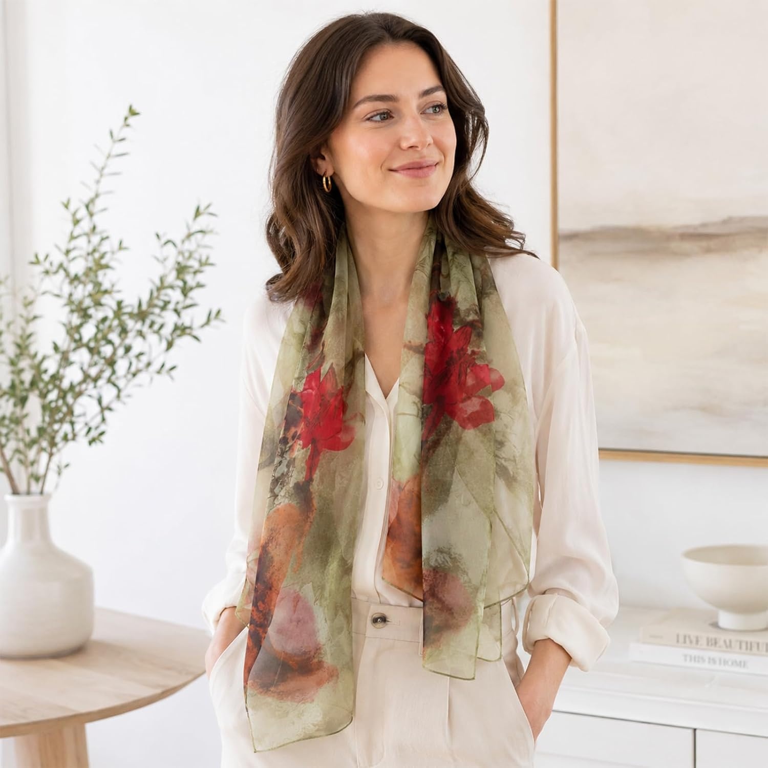 image:imageFAIRYGATE Schal Damen Halstcher Tuch Kopftuch Halstuch Schals Tcher Stola Weiches und Bequemes Georgette Material Vielseitig und Multifunktional B72FDKRA5030