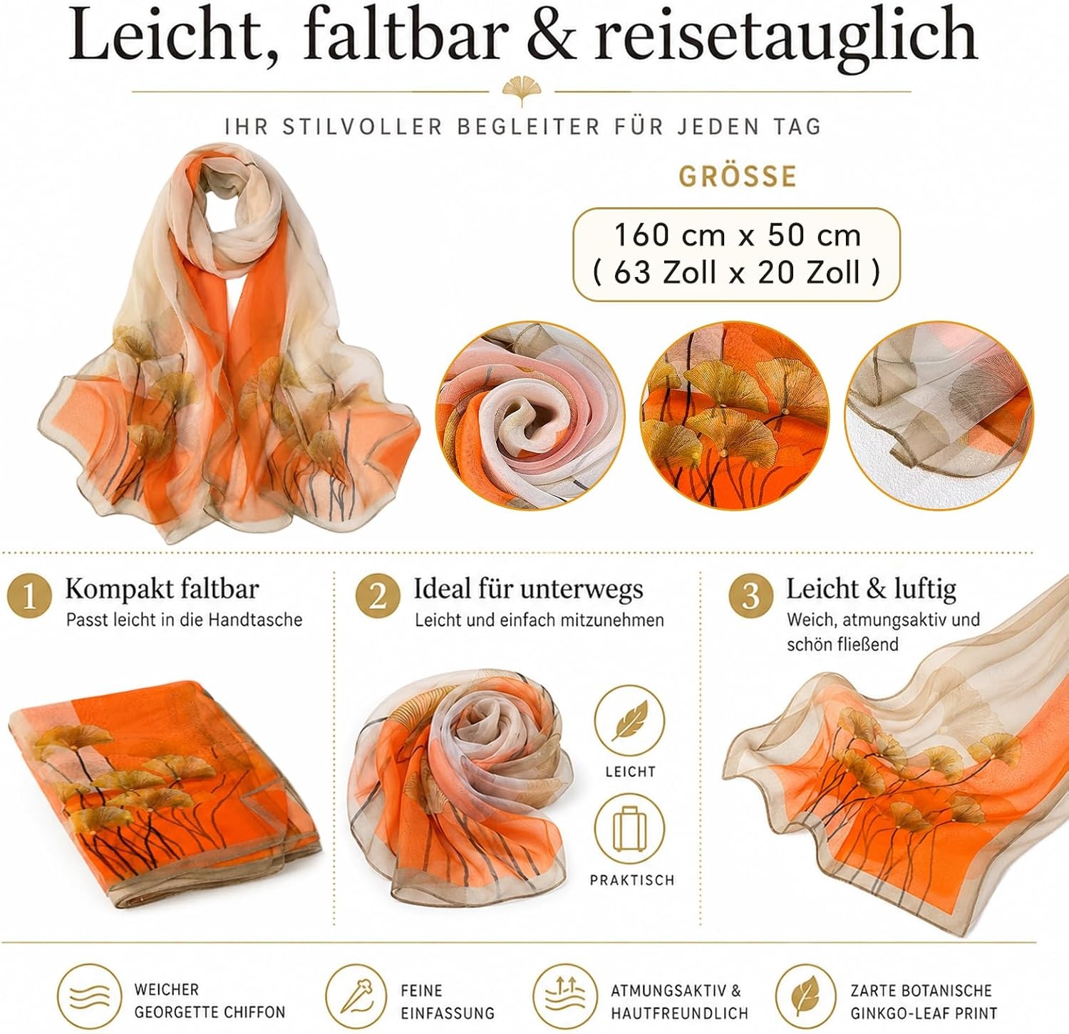 image:imageFAIRYGATE Schal Damen Halstcher Tuch Kopftuch Halstuch Schals Tcher Stola Weiches und Bequemes Georgette Material Vielseitig und Multifunktional B72FDKRC3726